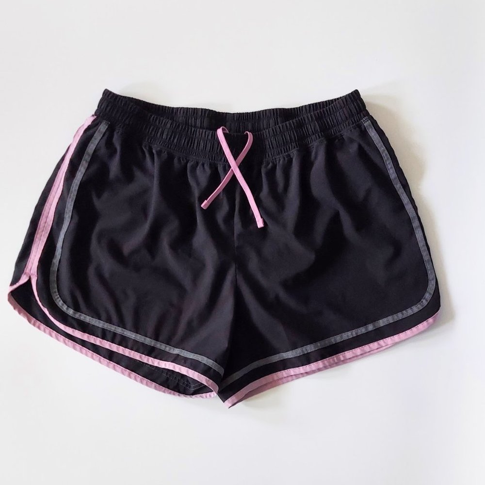 Champion Drawstring Athletic Lined Running Shorts Size Medium Gray Purple
